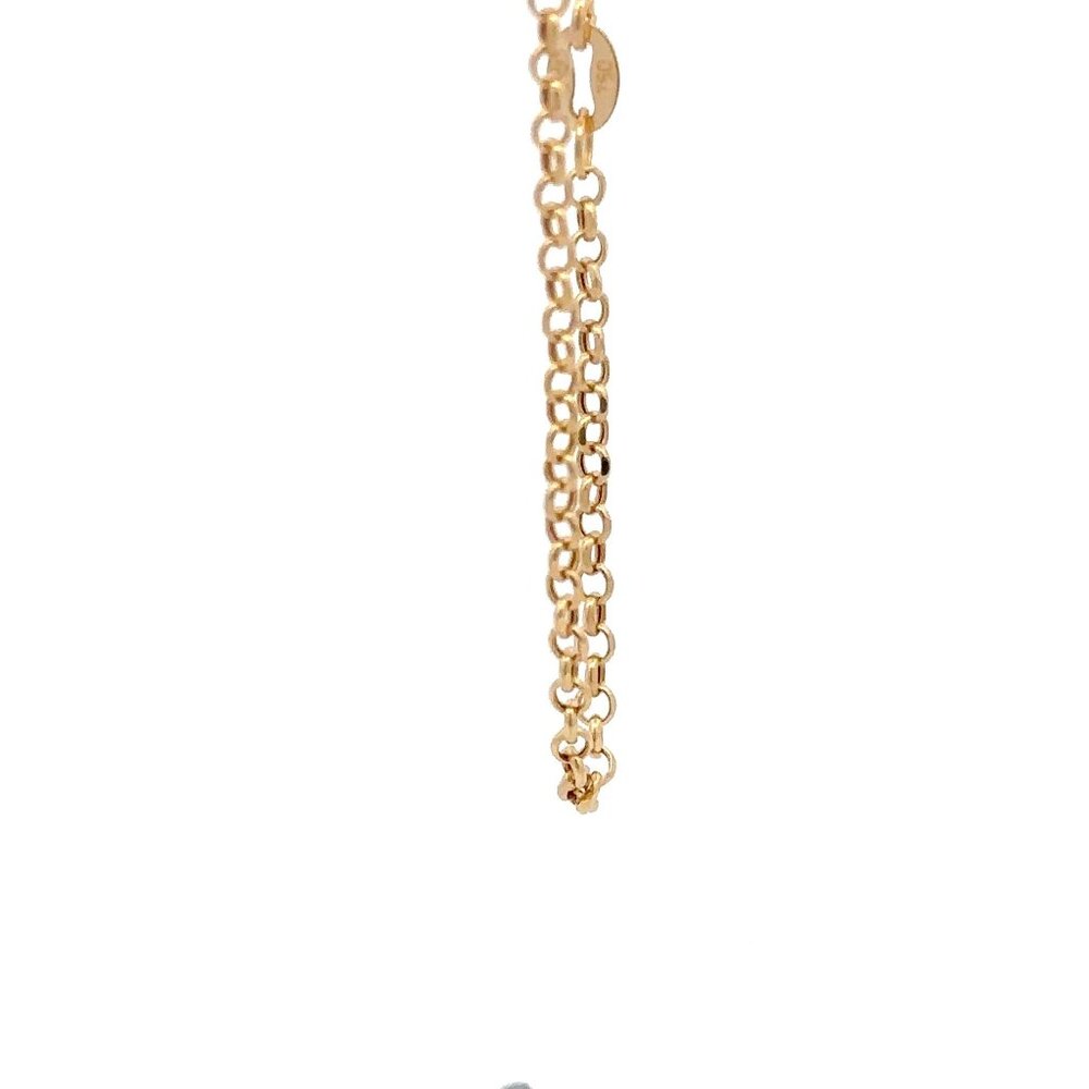 18K Gold Bracelet Rolo Chain Open Heart Charm 8 inches - Picture 9 of 9